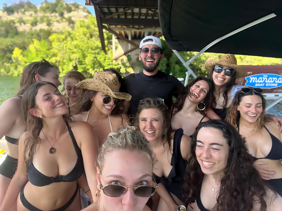 Large bachelorette group on party boat
